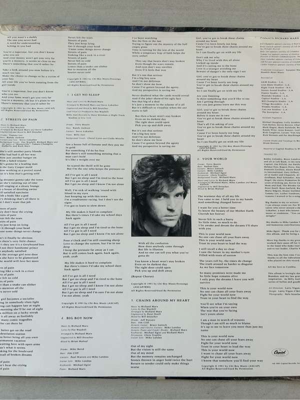 RICHARD MARX - RUSH STREET LP VINYL