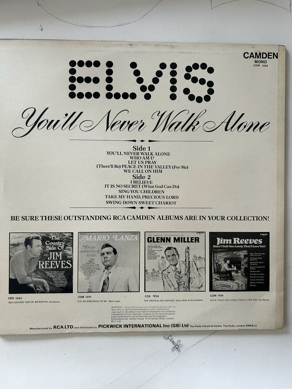 ELVIS PRESLEY - YOULL NEVER WALK ALONE LP VINYL