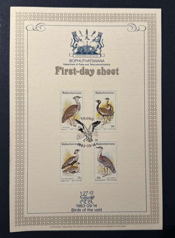 Bophutatswana First Day Sheet