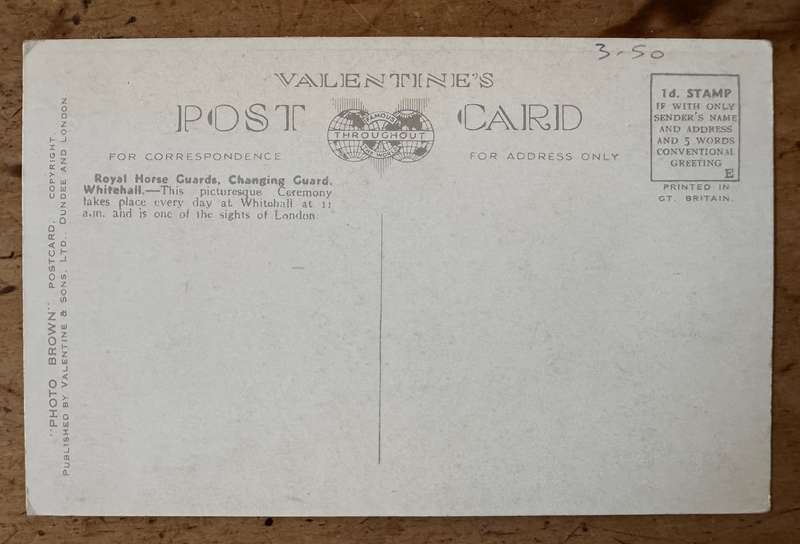 ROYAL HORSE GUARD POSTCARD