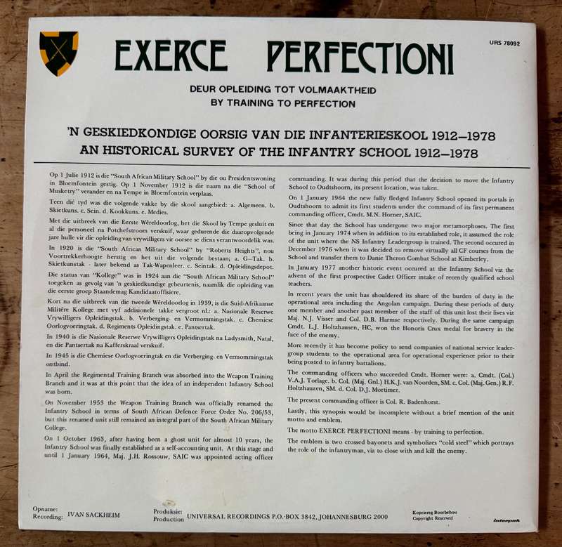 Exerce Perfection - Infantry School Orchestra Oudtshoorn