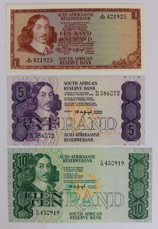 T.W. de Jongh UNC LOT R1, R5 & R10