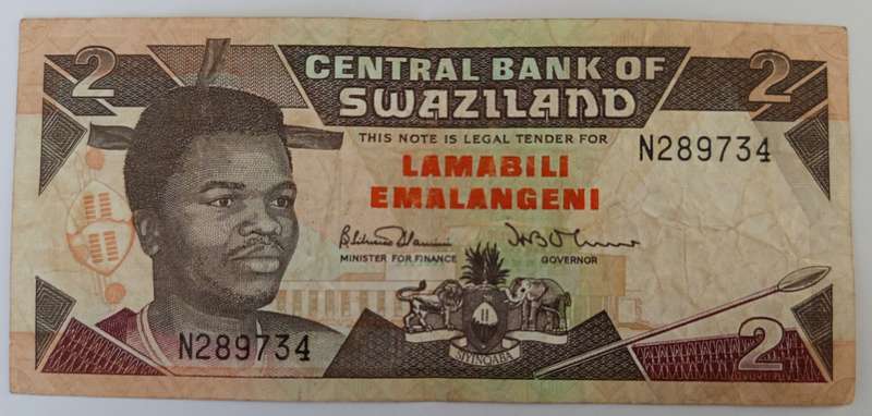 SWAZILAND 2 EMALANGGENI BANKNOTE
