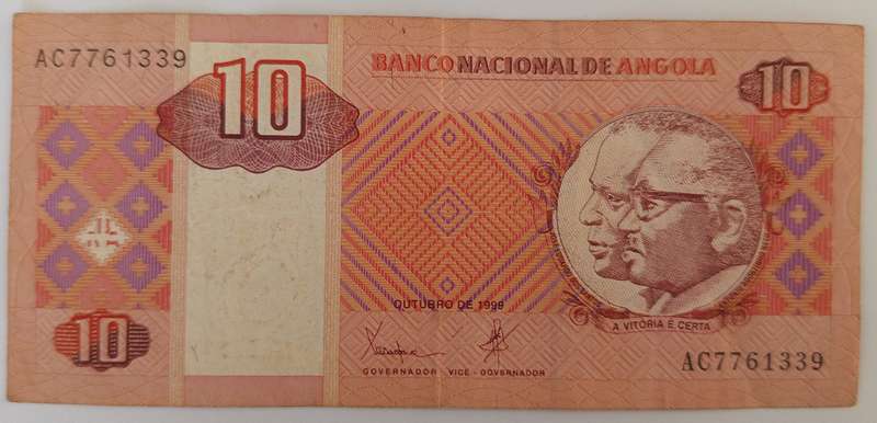 ANGOLA 10 KWANZAS BANKNOTE