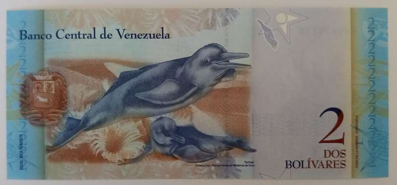 VENEZUELA 2 BOLIVARES BANKNOTE