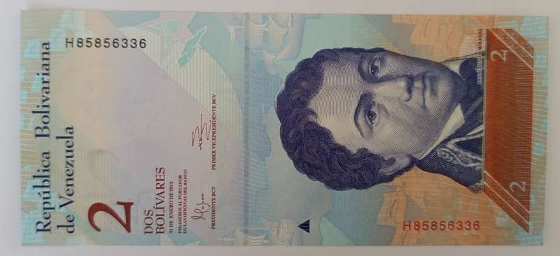 VENEZUELA 2 BOLIVARES BANKNOTE