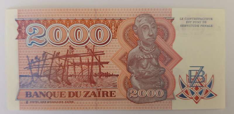 ZAIRE 2000 ZAIRES BANKNOTE