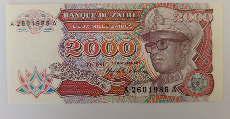 ZAIRE 2000 ZAIRES BANKNOTE