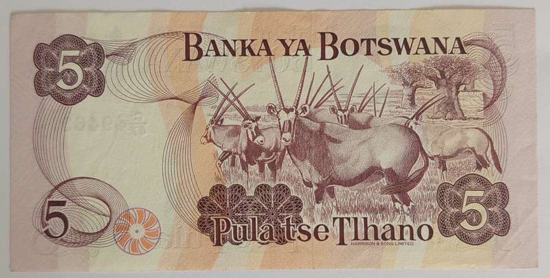 BOTSWANA 5 PULA BANKNOTE