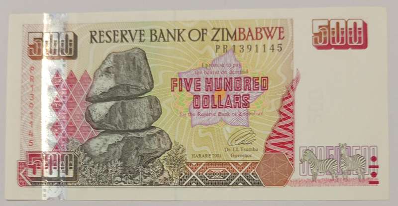 ZIMBABWE UNC $500 BANKNOTE