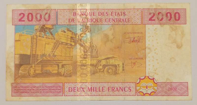 CENTRAL AFRICAN STATES 2000 FRANCS "F"
