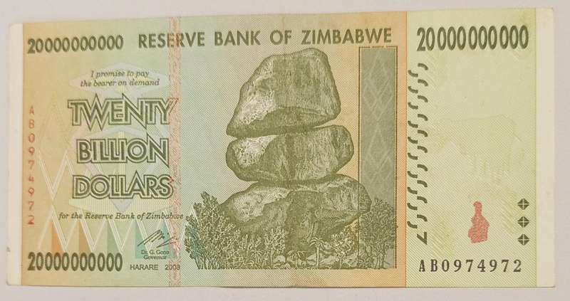 ZIMBABWE $20 BILLION BANKNOTE