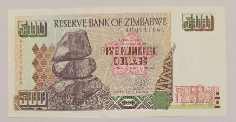 ZIMBABWE $500 BANKNOTE