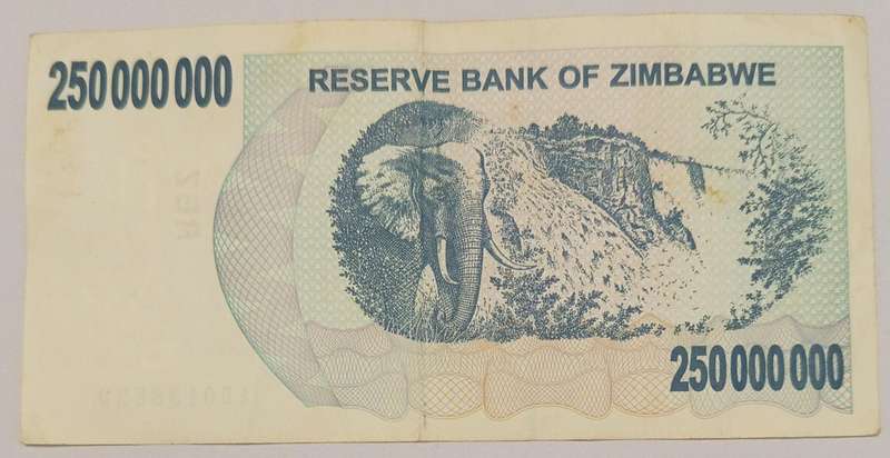 ZIMBABWE $250 MILLION BANKNOTE