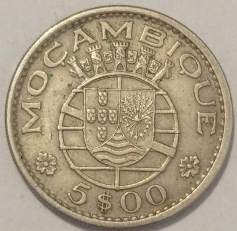 1971 $5.00 ESCUDOS MOZAMBIQUE