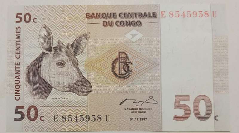 CONGO FIFTY CENT UNC BANKNOTE