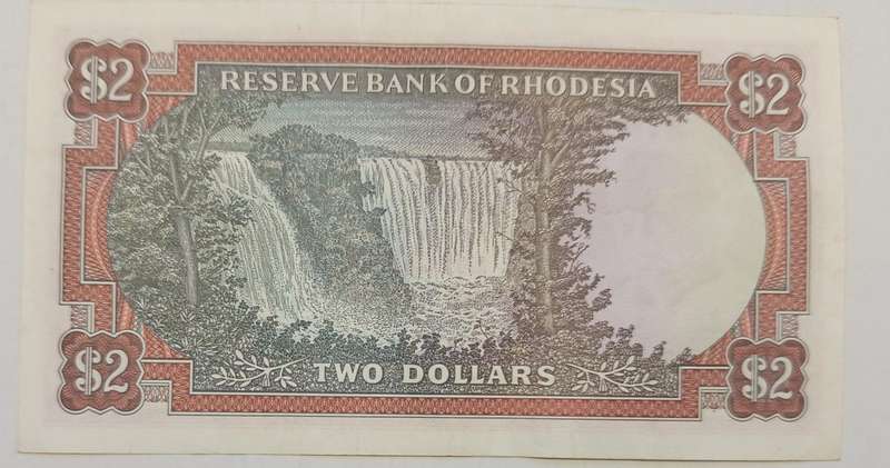 RHODESIA $2 BANKNOTE 10-01-1974