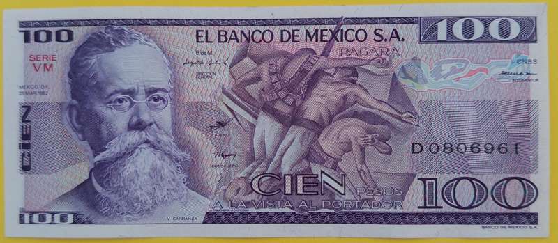 MEXICO 1982 100 PESOS BANKNOTE