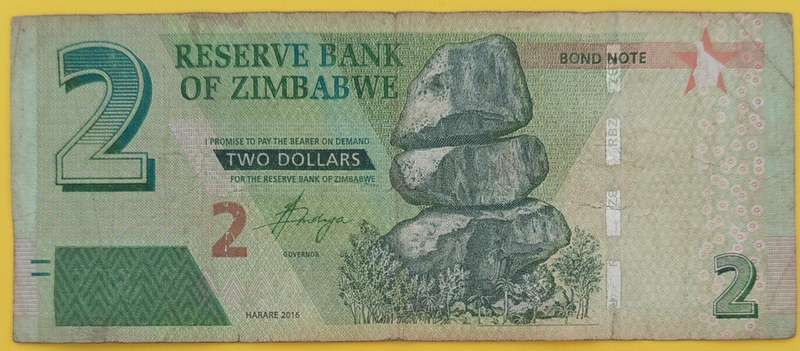 ZIMBABWE $2 BOND BANKNOTE