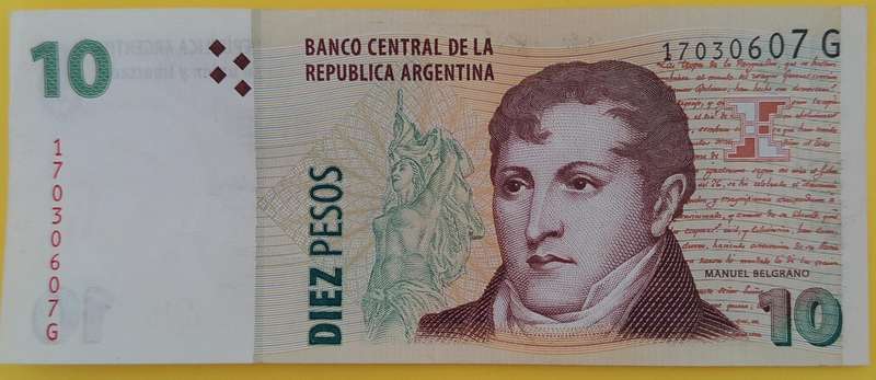 ARGENTINA 10 PESOS BANKNOTE