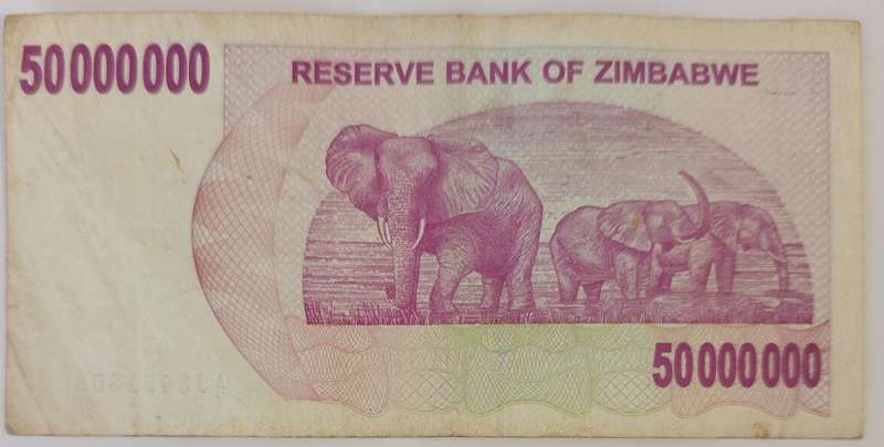 ZIMBABWE $50 MILLION BEARERS CHEQUE