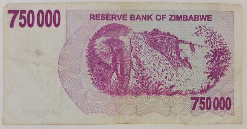 ZIMBABWE $750 000 BEARER CHEQUE