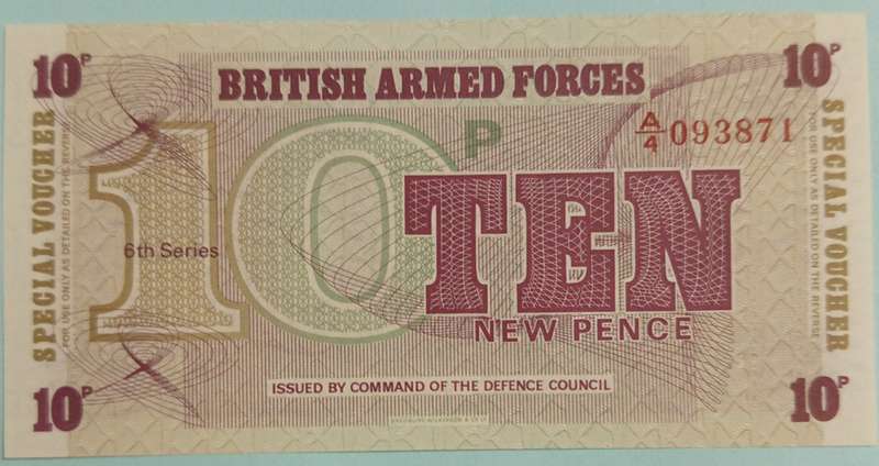 1972-1979 BRITISH ARMED FORCES 10 NEW PENCE VOUCHER