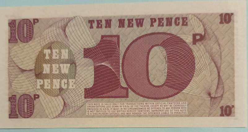 1972-1979 BRITISH ARMED FORCES 10 NEW PENCE VOUCHER