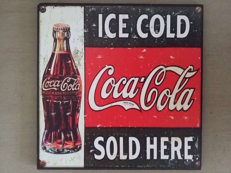 "ICE COLD COCA-COLA SOLD HERE" VINTAGE THEMED REPLICA - PRINT ON WOOD (SMALL)