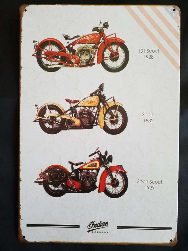 "INDIAN Motorcycle"  VINTAGE THEMED REPRODUCTION, MEDIUM METAL HANGING SIGN