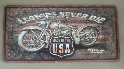 "LEGENDS NEVER DIE" Replica Memorabilia - EMBOSSED METAL HANGING SIGN "NUMBER PLATE"