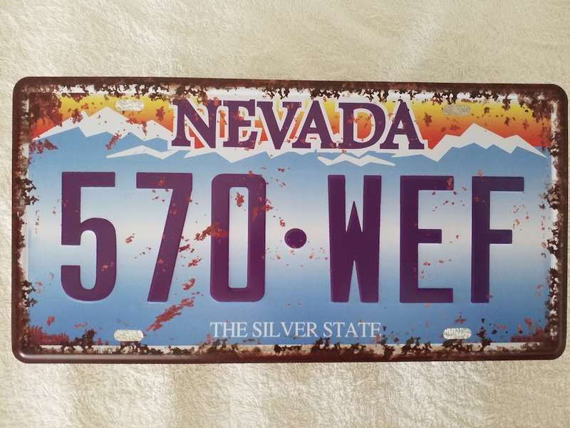 NEVADA "THE SILVER STATE" DECORATIVE REPRODUCTION - EMBOSSED METAL "NUMBER PLATE"