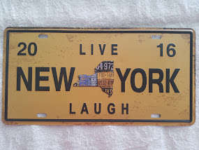 "NEW YORK" THEMED MEMORABILIA - EMBOSSED METAL HANGING SIGN "NUMBER PLATE"