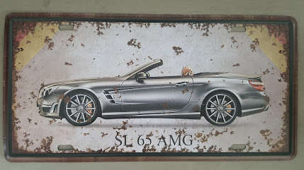 MERCEDES-BENZ, SL 65 AMG - EMBOSSED METAL HANGING SIGN "NUMBER PLATE"