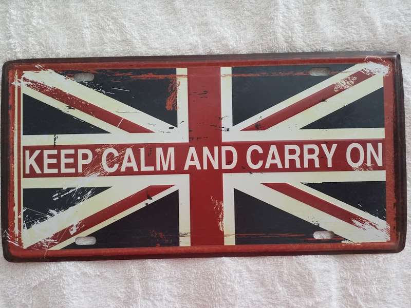 "UNION JACK"  THEMED MEMORABILIA REPRODUCTION - EMBOSSED METAL HANGING SING "NUMBER PLATE"