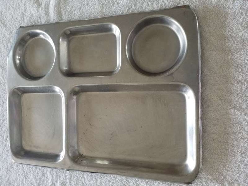 "VARKPAN" ORIGINAL OLD S.A ARMY STAINLESS STEEL MESS TRAY/DINNER PLATE