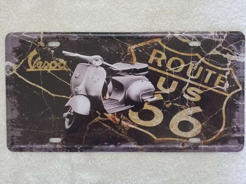"VESPA" THEMED, EMBOSSED METAL HANGING SIGN