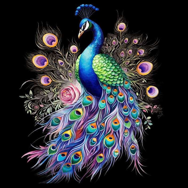 Peacock DTF Print Ready to Press Image Only SELECT A4 OR A3 SIZE AT CHECKOUT