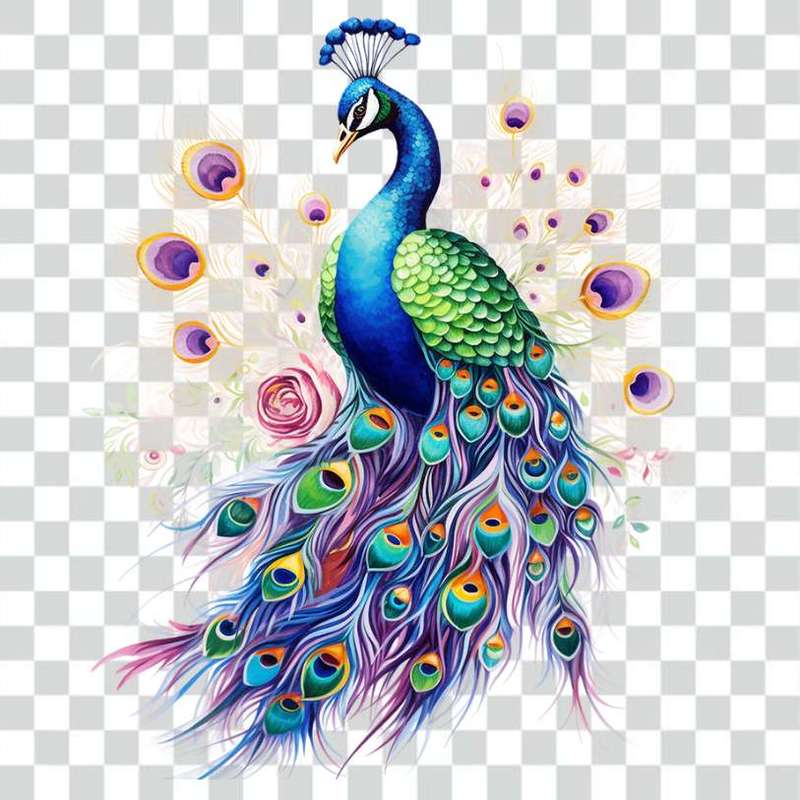 Peacock DTF Print Ready to Press Image Only SELECT A4 OR A3 SIZE AT CHECKOUT