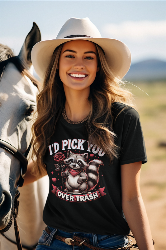 I'd pick you over trash - Kids & Adult Valentine Tshirt Sloth (Select Size at Checkout)