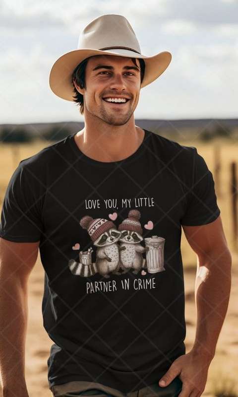 Love you My Partner In Crime - Adult & Kids Valentine Tshirt (Select Size at Checkout)