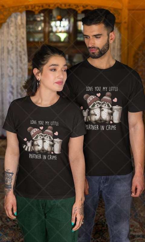Love you My Partner In Crime - Adult & Kids Valentine Tshirt (Select Size at Checkout)