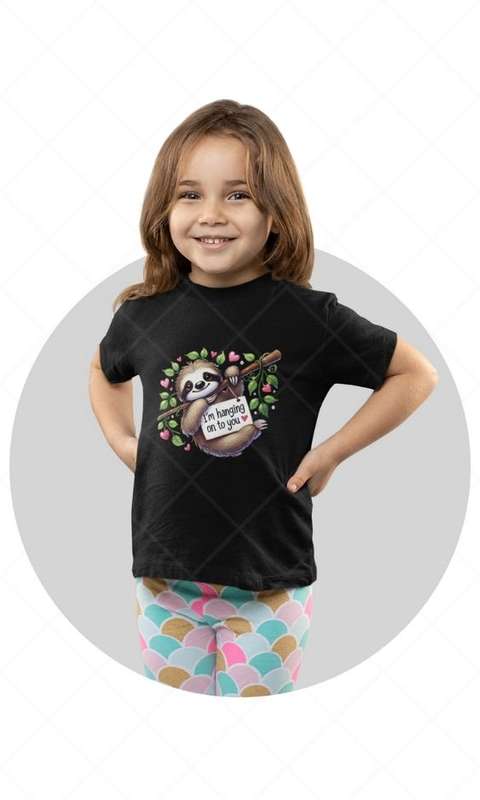 I'm Hanging Onto You - Kids & Adult Valentine Tshirt Sloth (Select Size at Checkout)