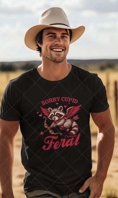 Sorry Cupid I've Been Feral - Kids & Adult Valentine Tshirt Sloth (Select Size at Checkout)