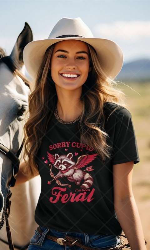 Sorry Cupid I've Been Feral - Kids & Adult Valentine Tshirt Sloth (Select Size at Checkout)