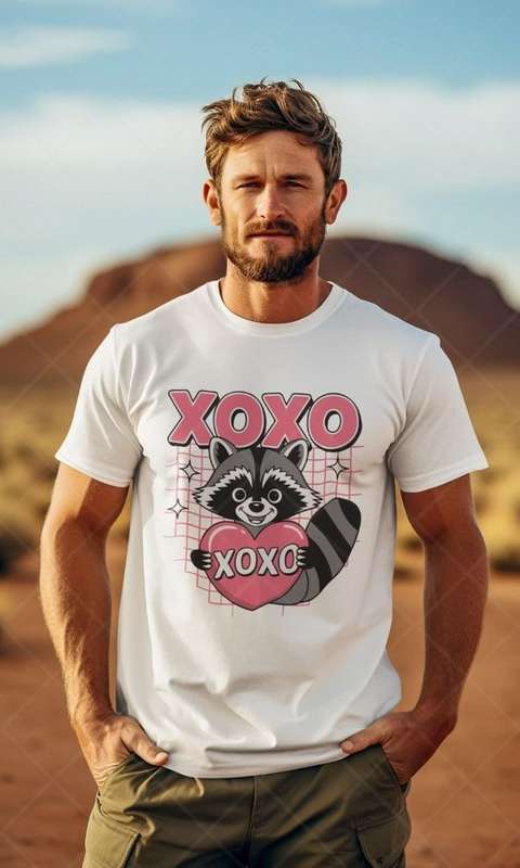 Racoon XOXO - Kids & Adult Valentine Tshirt (Select Size at Checkout)