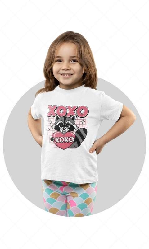 Racoon XOXO - Kids & Adult Valentine Tshirt (Select Size at Checkout)