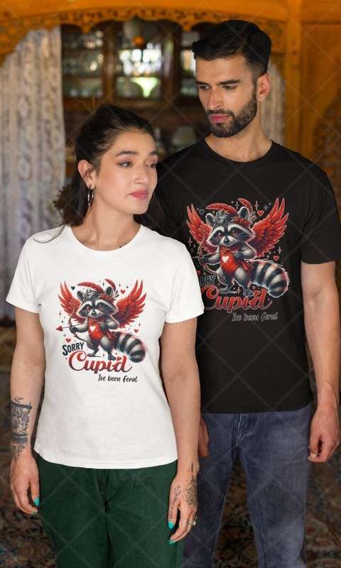 Dear Cupid I've Been Feral - Kids & Adult Valentine Tshirt Sloth (Select Size at Checkout)