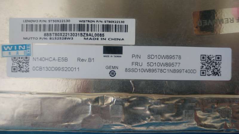 N140HCA-E5B Laptop LCD 14 Inch 30 Pin