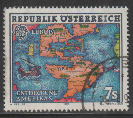 AUSTRIA 1992 EUROPA Stamps - The 500th Anniversary of the Discovery of America UNH SG 2296